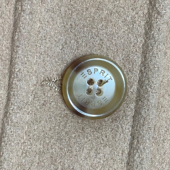 Vintage Esprit Penny Lane Style Tan Wool Coat With Faux Fur Trim Size L - Picture 5 of 16